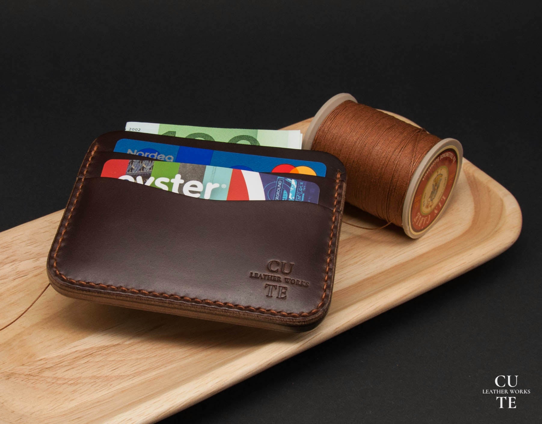 Leather Card Holder, Horween Chromexcel Brown Leather