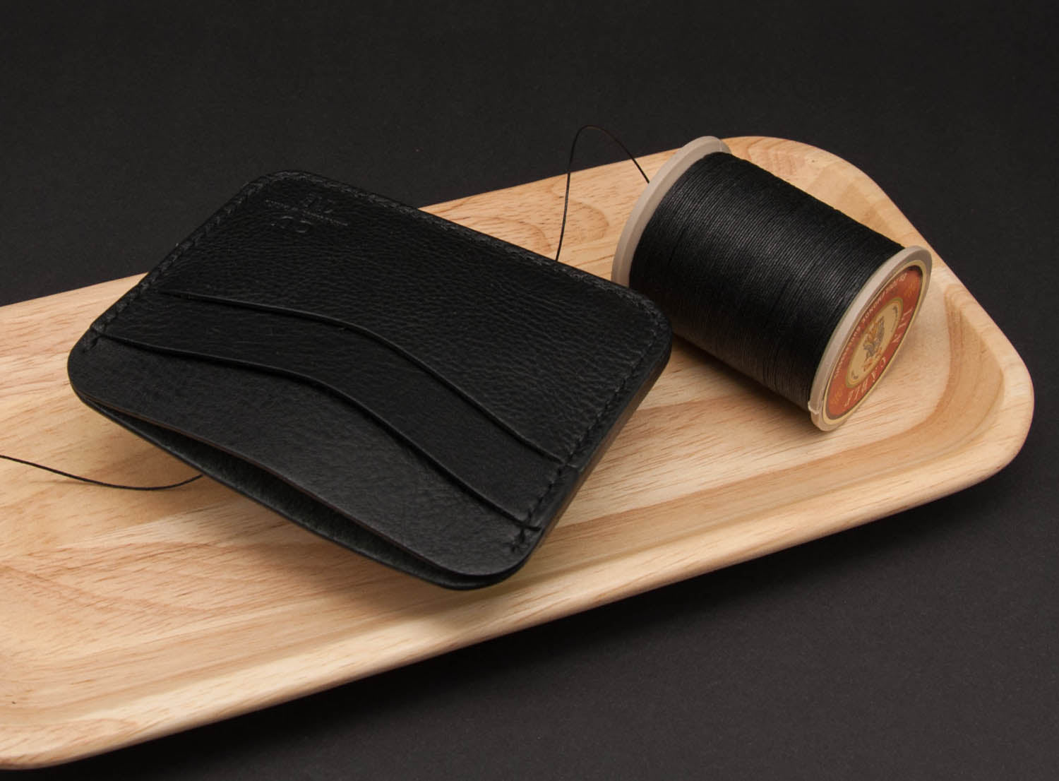 Leather Card Holder, Badalassi Carlo Minerva Black Italian Leather