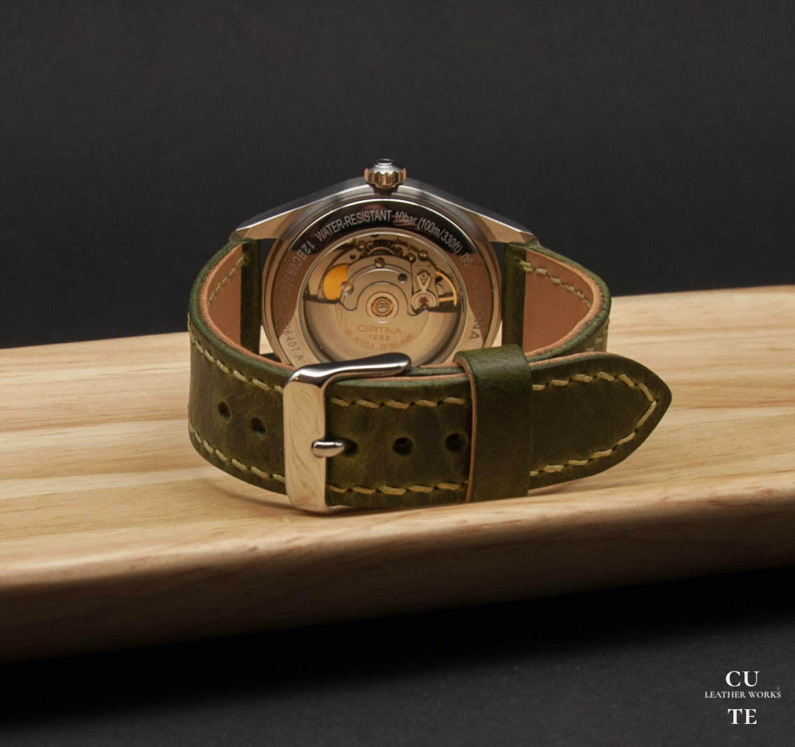 Badalassi Carlo Wax Olive Leather Watch Strap