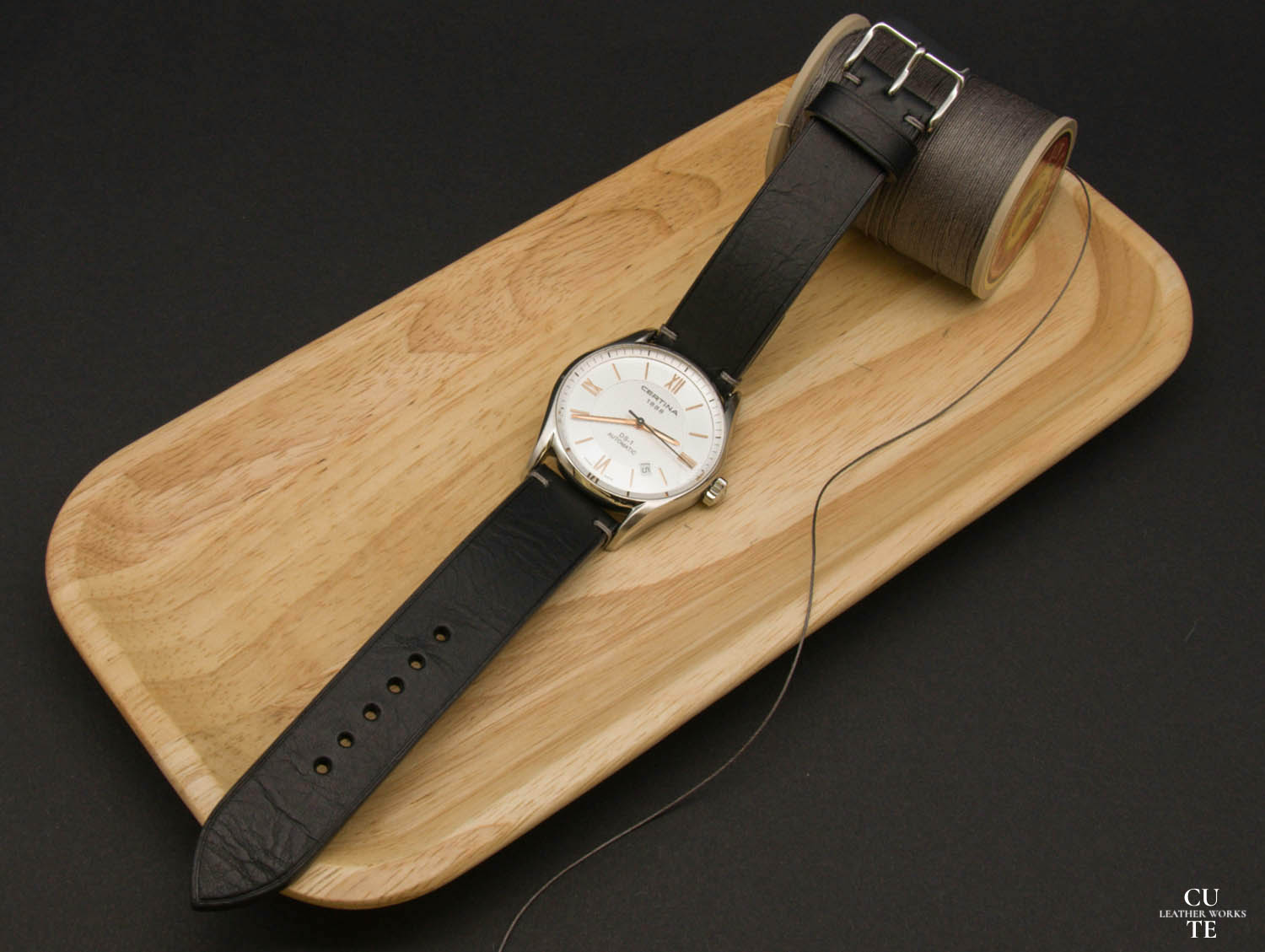 Badalassi Carlo Wax Black Leather Watch Strap, With Lining