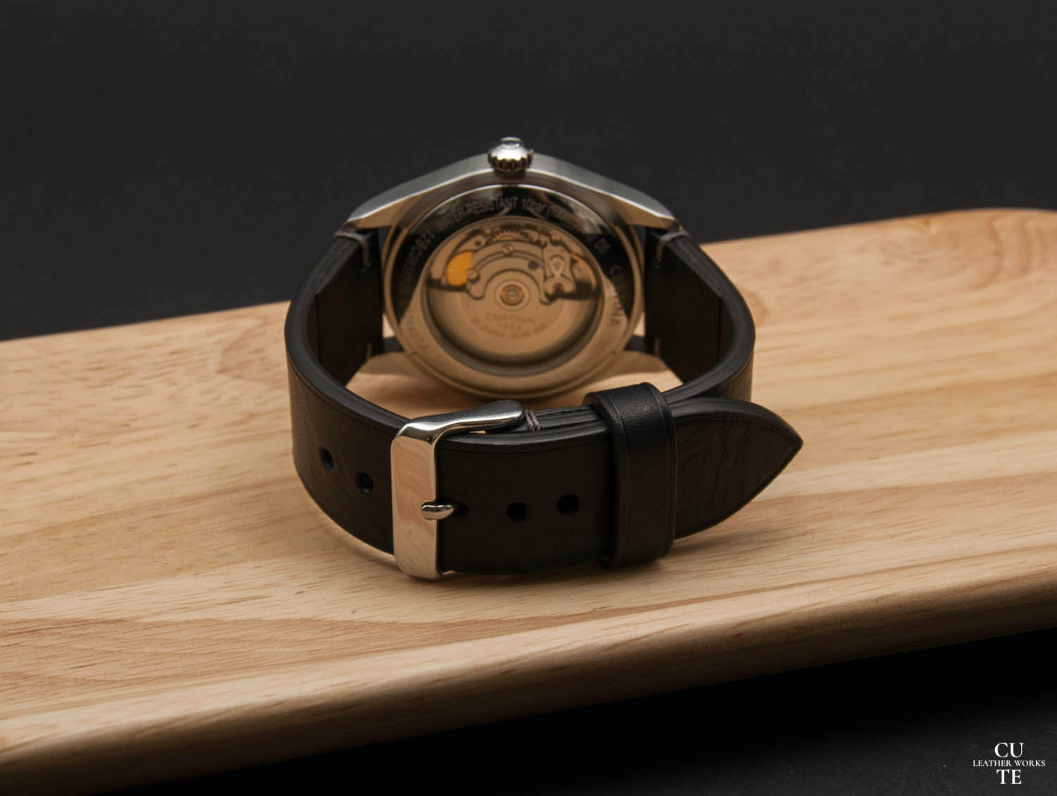 Badalassi Carlo Wax Black Leather Watch Strap, With Lining