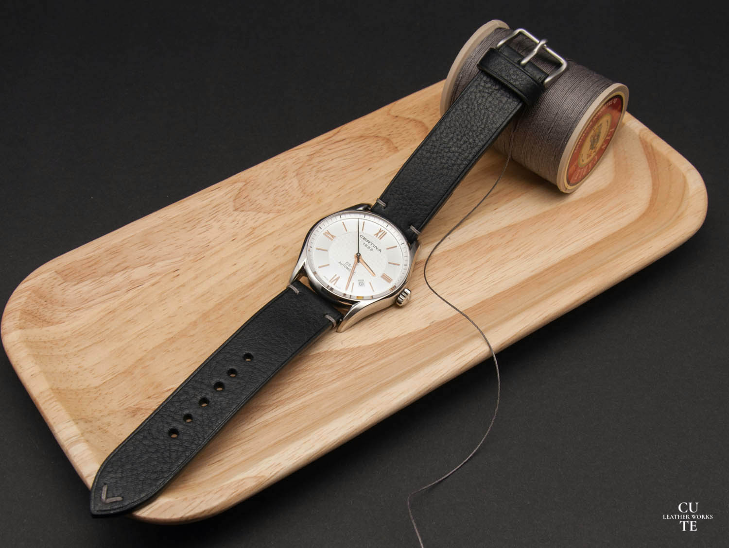 Badalassi Carlo Minerva Box Black Leather Watch Strap, With Lining