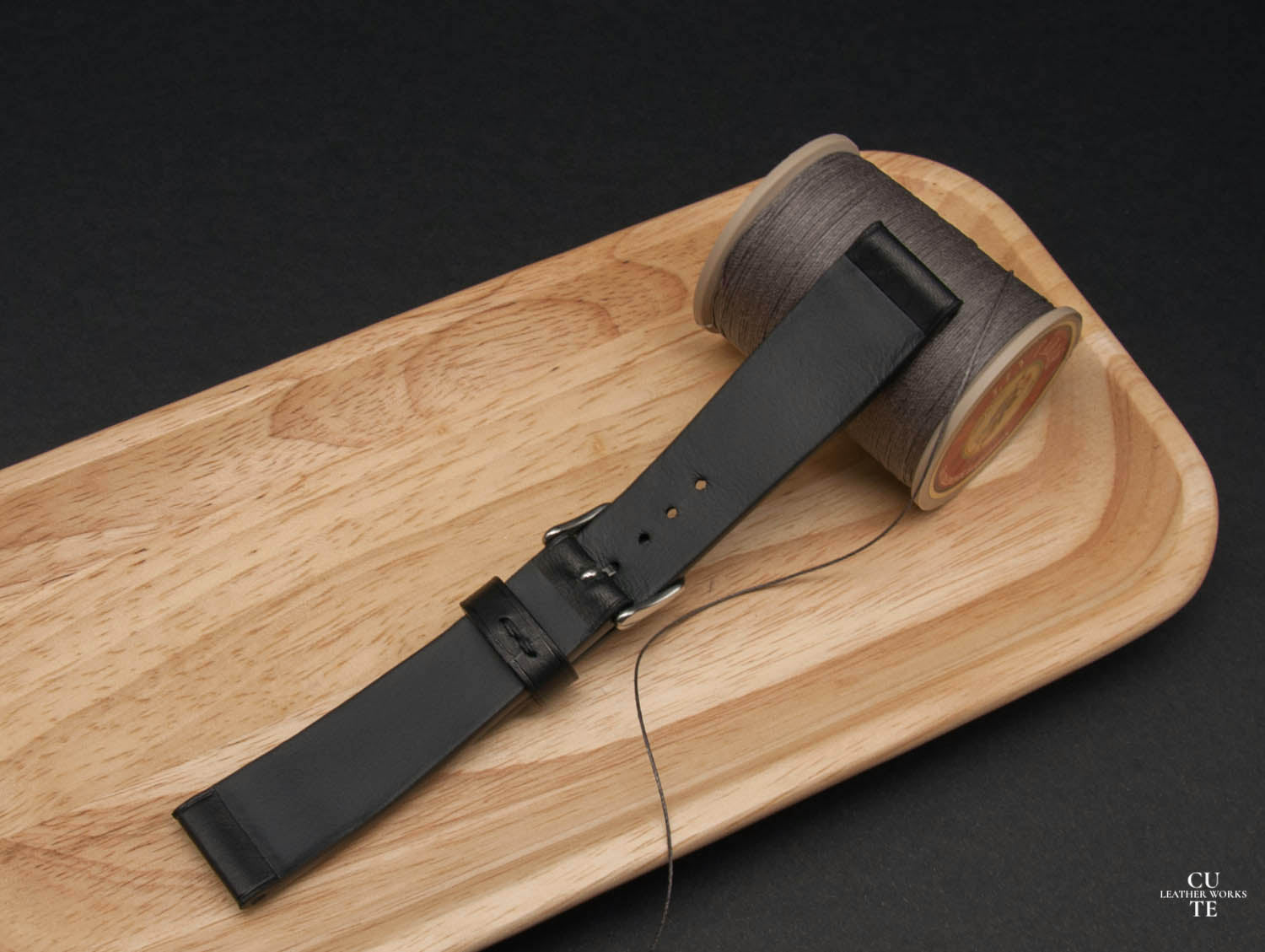 Badalassi Carlo Wax Black Leather Watch Strap, Non-stitched
