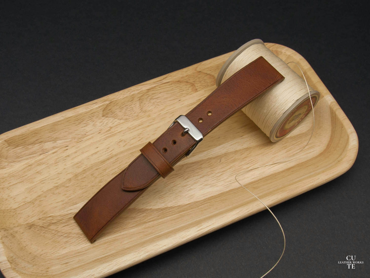 Badalassi Carlo Wax Cognac Leather Watch Strap, Non-stitched