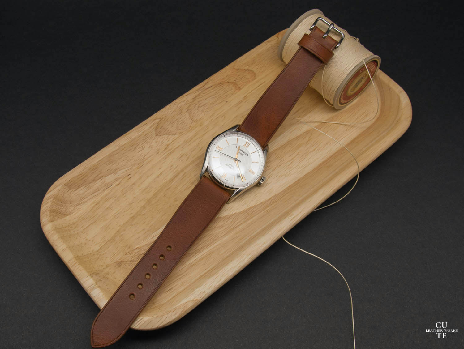 Badalassi Carlo Wax Cognac Leather Watch Strap, Non-stitched
