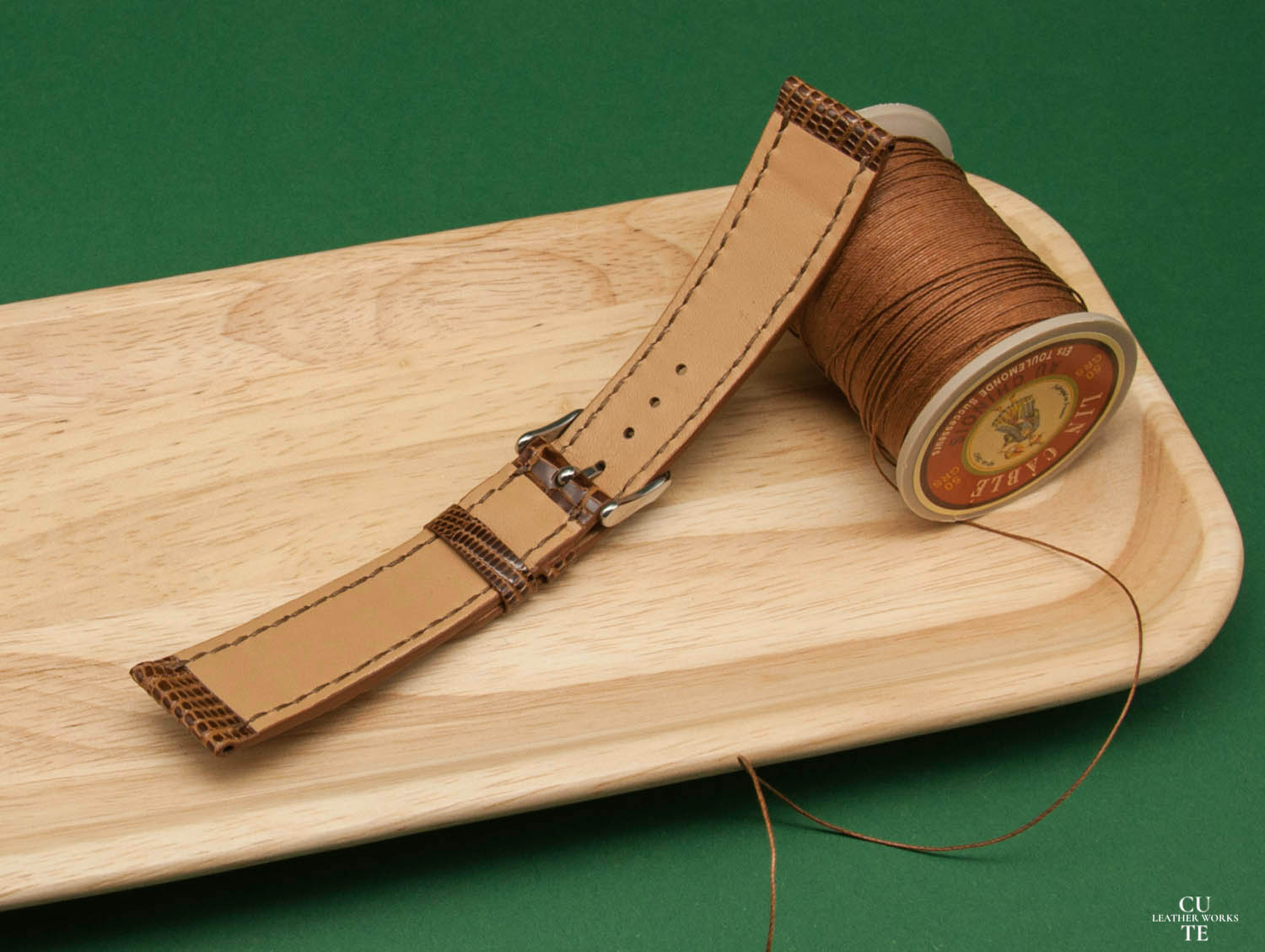 Lizard Brown Leather Watch Strap, Handmade in Finland