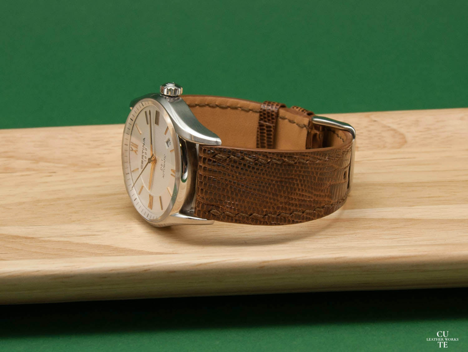 Lizard Brown Leather Watch Strap, Handmade in Finland