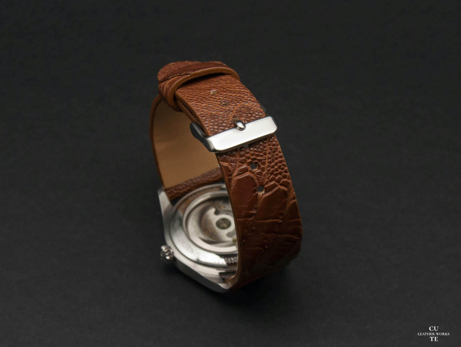Ostrich Leg Brown Leather Watch Strap, Non-stitched