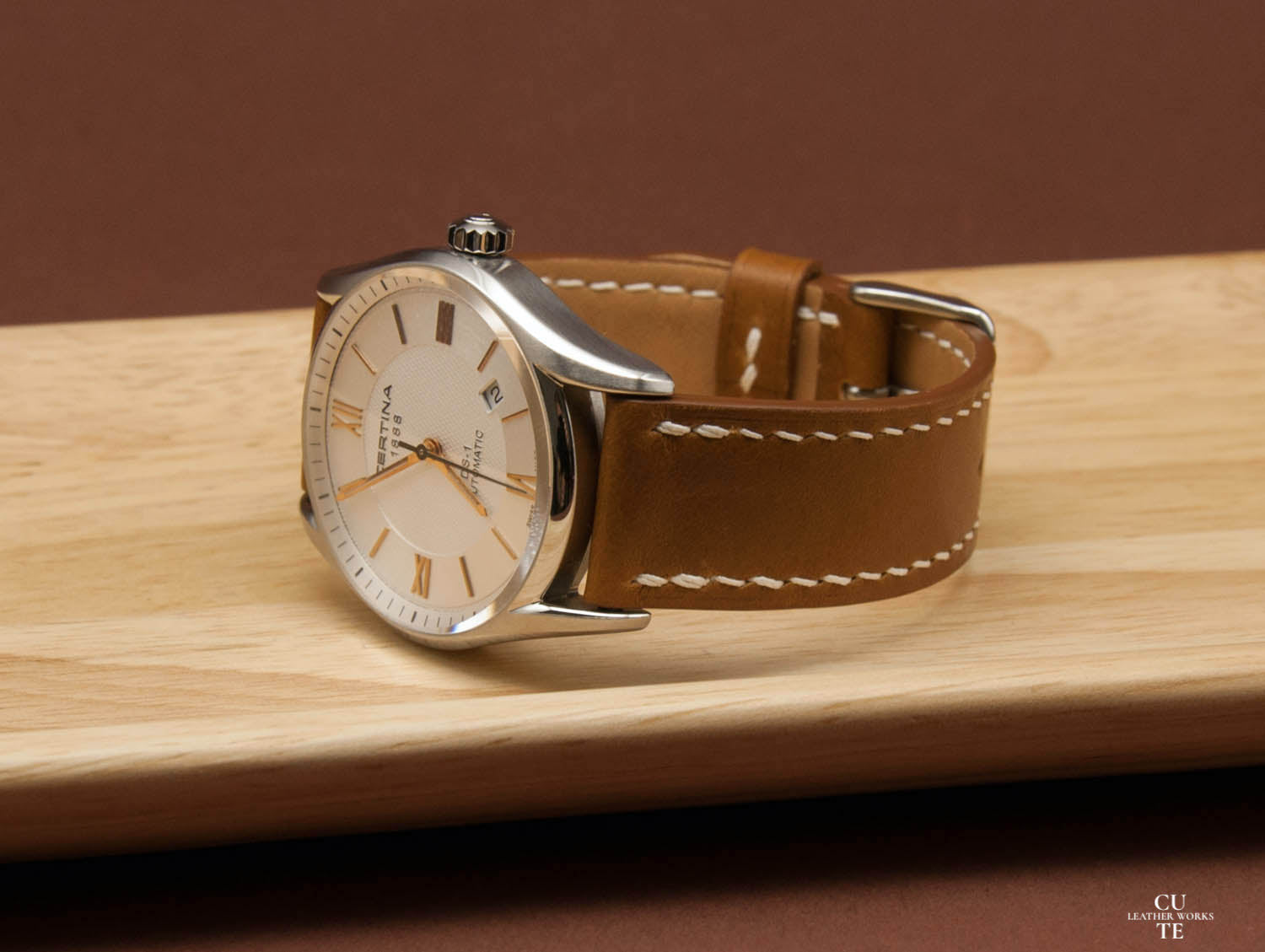 Tan Textured Calf Leather Watch Band