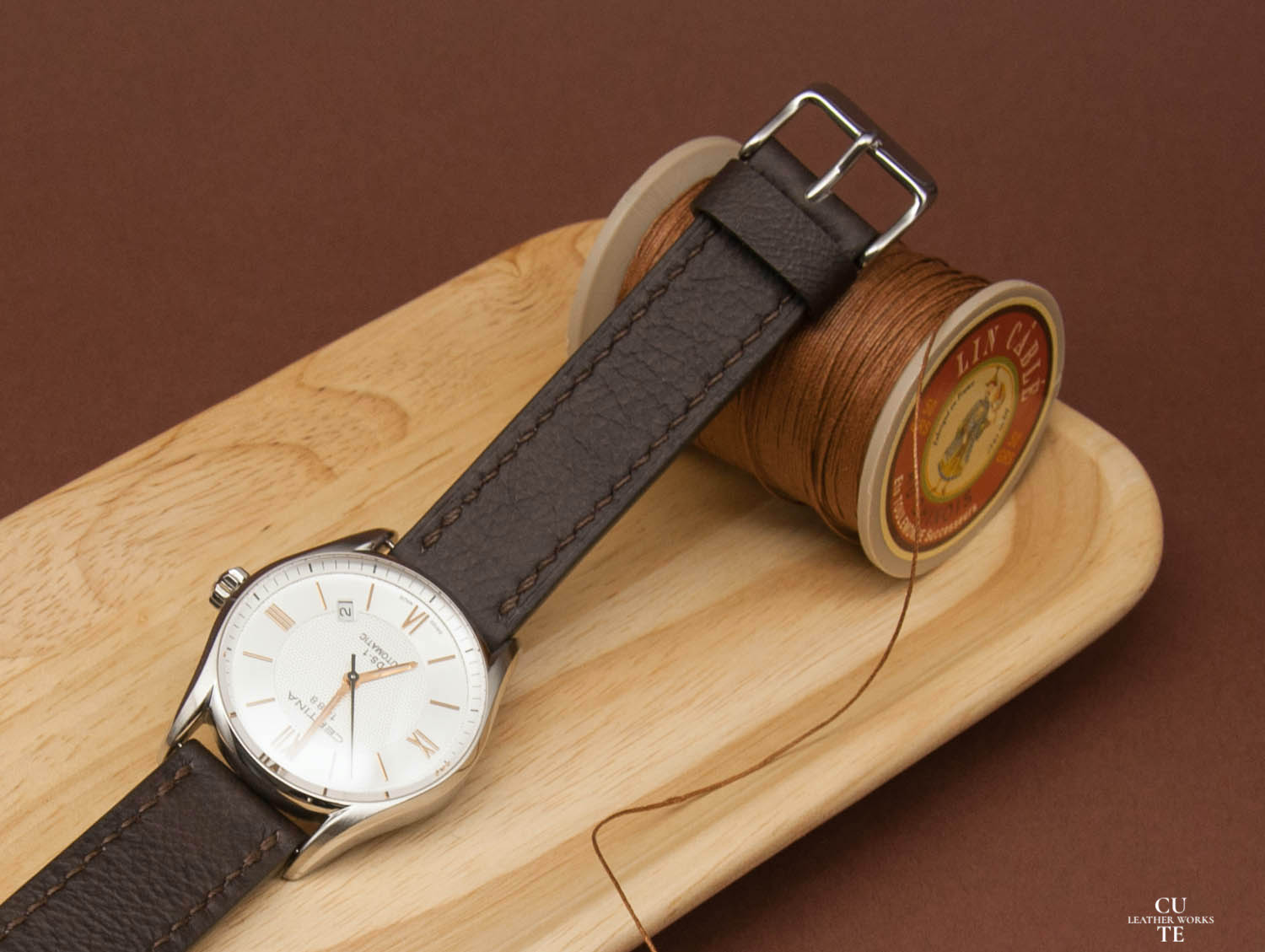 Brown Leather Watch Strap, Italian leather