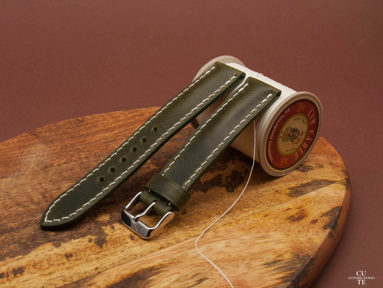 Padded Leather Watch Strap BADALASSI CARLO OLIVE