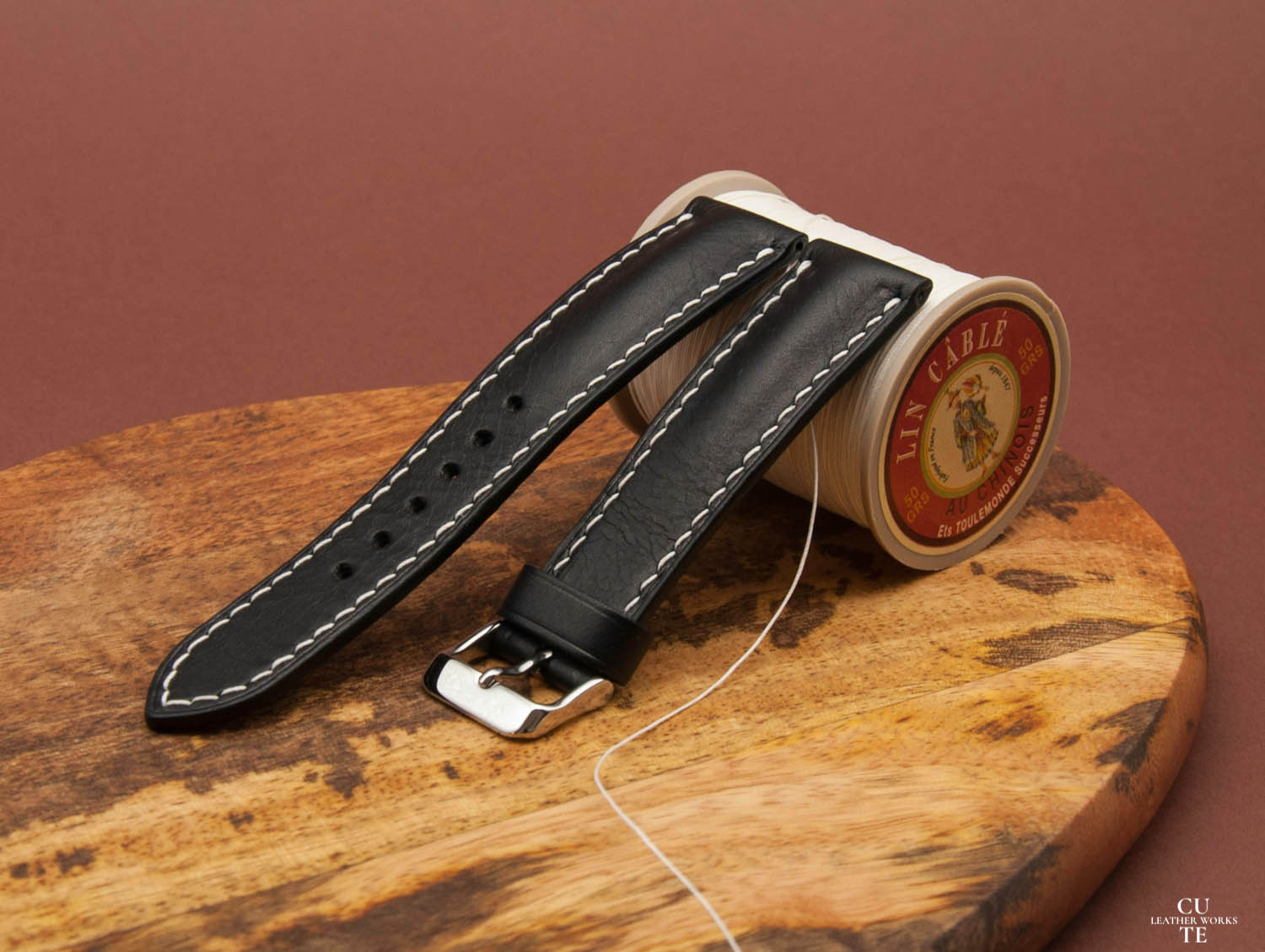 Padded Leather Watch Strap BADALASSI CARLO NERO