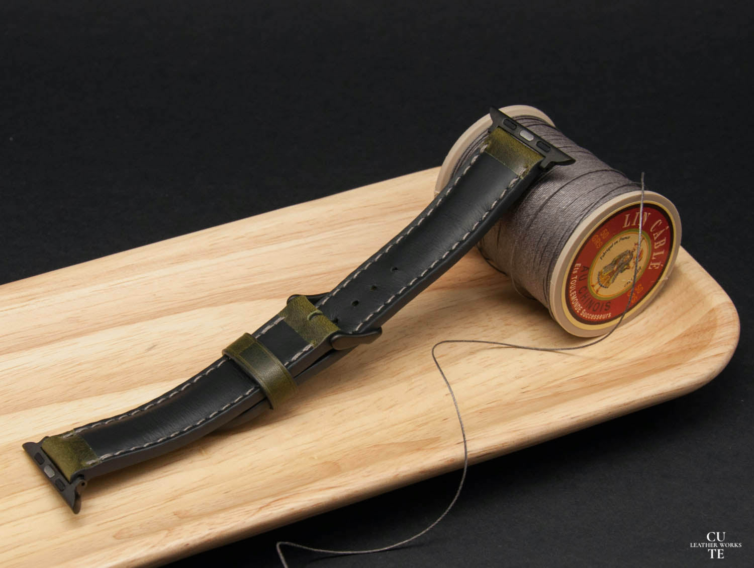 Apple Watch Band, Badalassi Carlo Wax Olive Leather, Padded