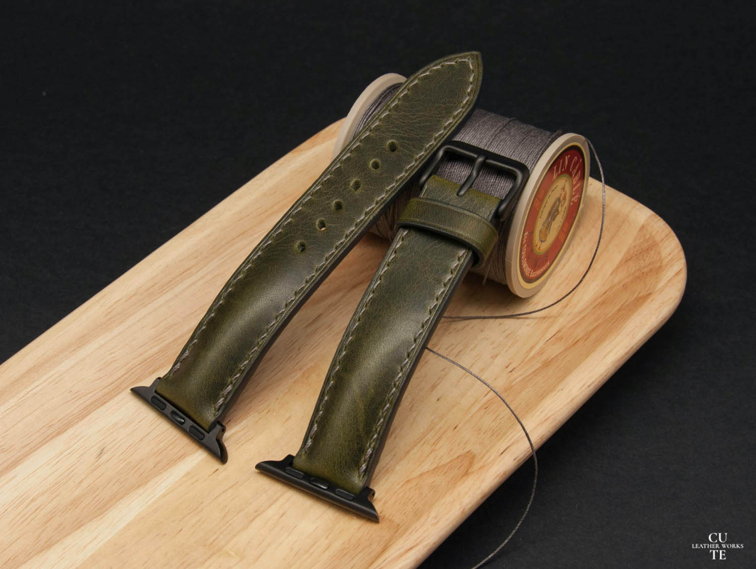 Apple Watch Band, Badalassi Carlo Wax Olive Leather, Padded