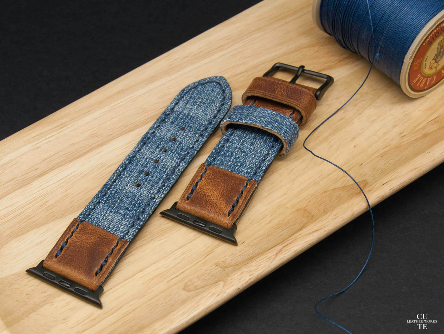 Apple Watch Band, Denim With Badalassi Leather, Handmade in Finland