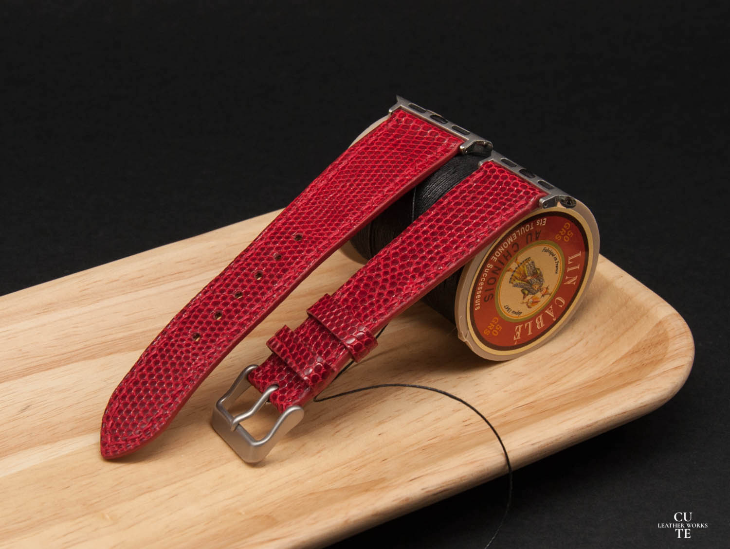 Apple Watch Band, Lizard Red Leather