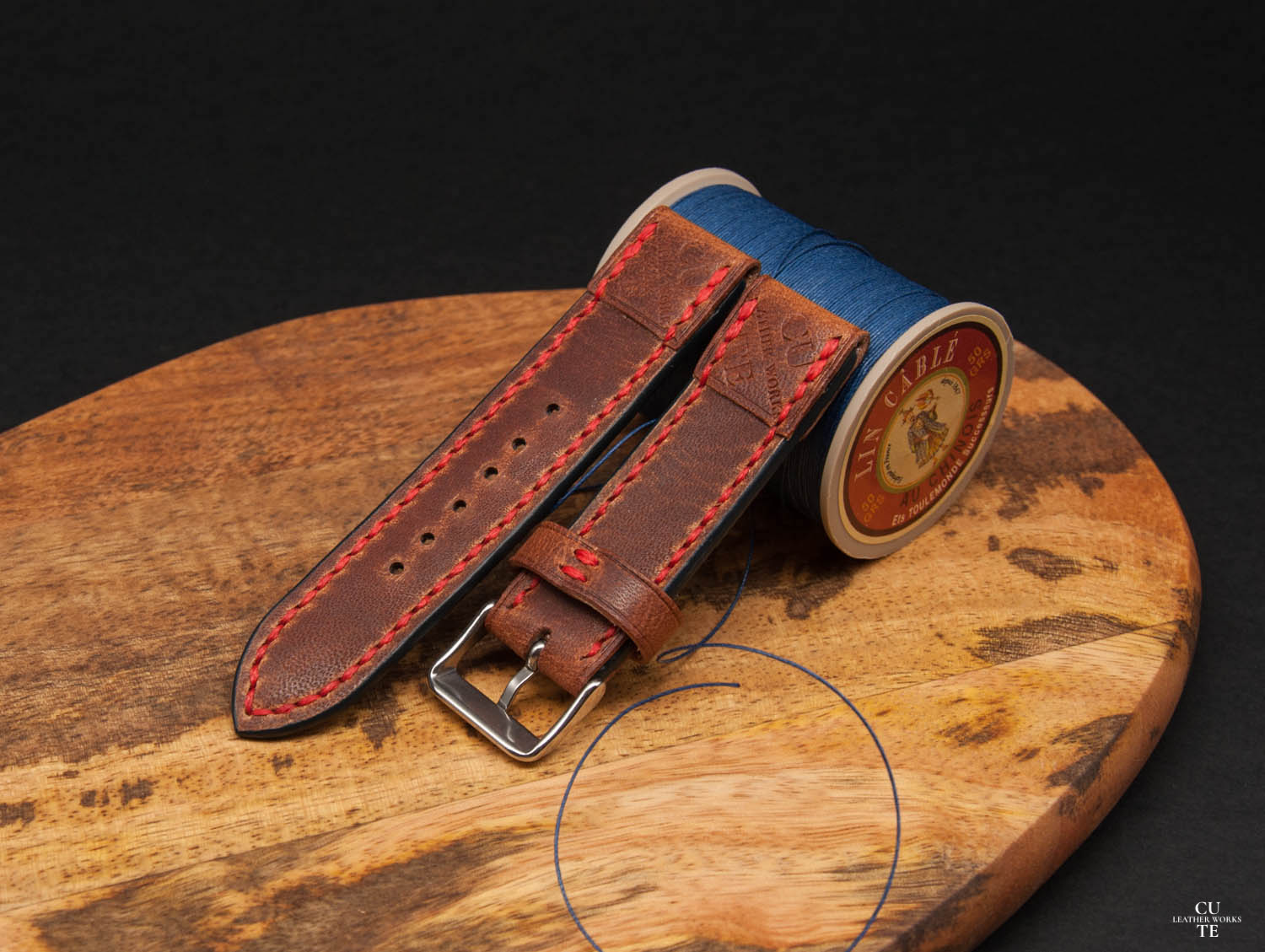 Denim Watch Band With Badalassi Leather, Handmade in Finland