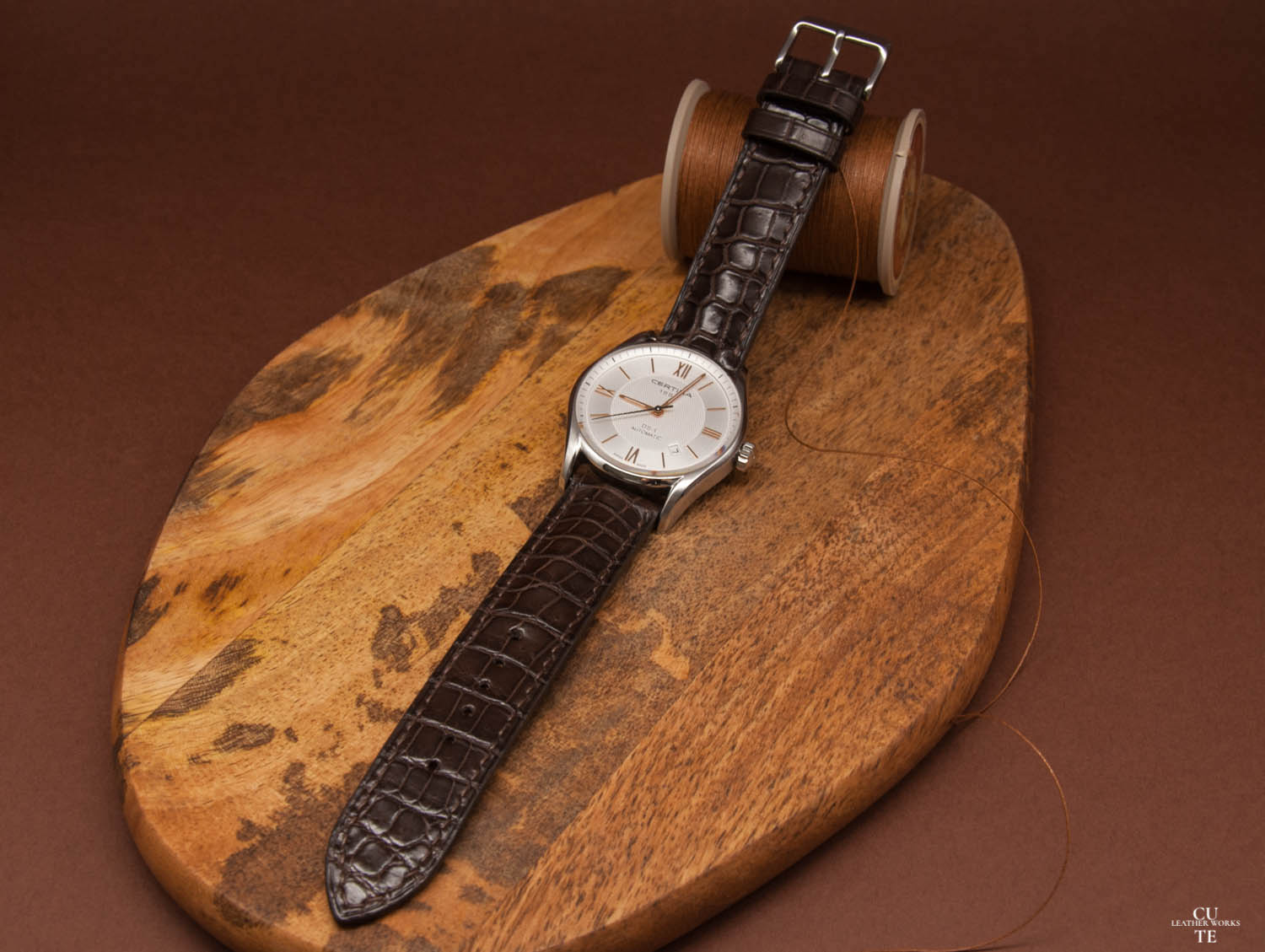 Alligator Leather Watch Strap, Handmade, 20mm