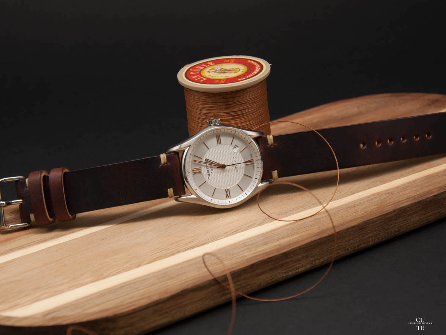 Badalassi Tabacco Leather Watch Strap, Hand-made, With Lining