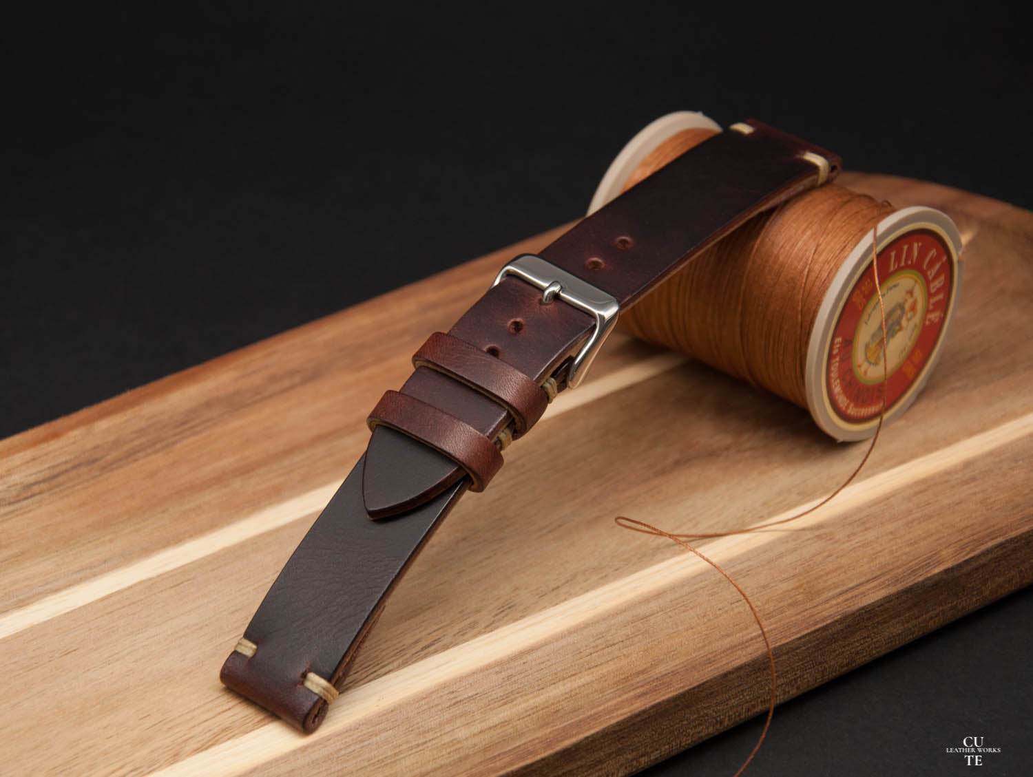 Badalassi Tabacco Leather Watch Strap, Hand-made, With Lining